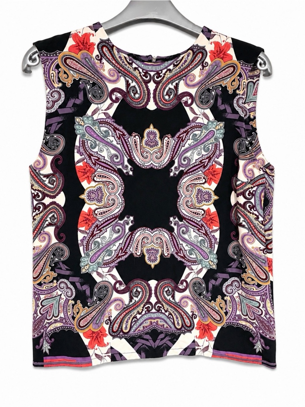 Etro Black Paisley Print Sleeveless Camisole with Purple & Red Accents